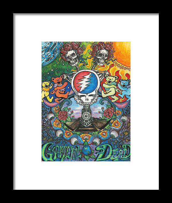 Rock Framed Print featuring the drawing Grateful Dead Poster by Amanda Paul