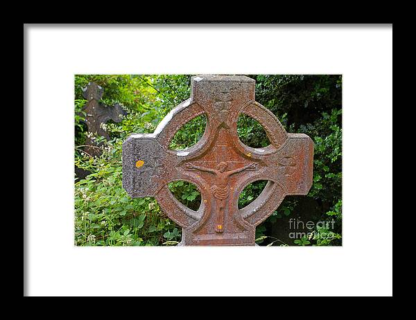 Glendalough Framed Print featuring the photograph Grave Cross 5 by Nancy L Marshall