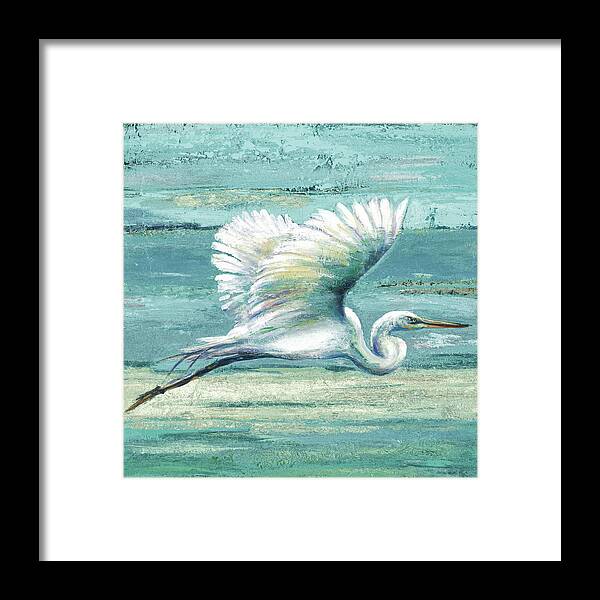 Coastal Framed Print featuring the painting Great Egret I by Patricia Pinto