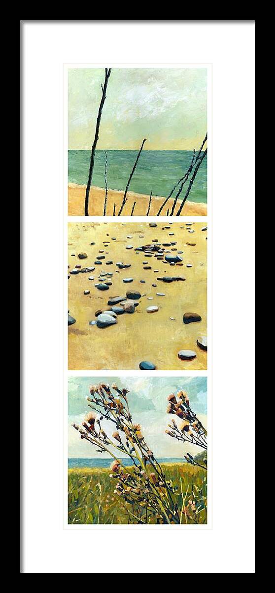 Original Framed Print featuring the painting Great Lakes Triptych 2 by Michelle Calkins