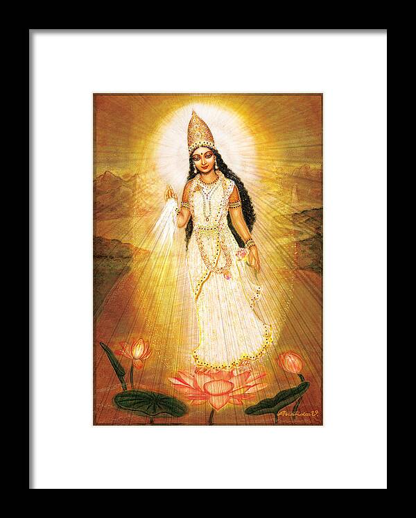 Goddess Painting Framed Print featuring the mixed media Great Mother Goddess-Parashakti Devi by Ananda Vdovic