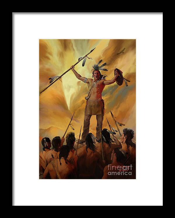  Indian Framed Print featuring the painting Great Ojibwa Indian Chief by Robert Corsetti