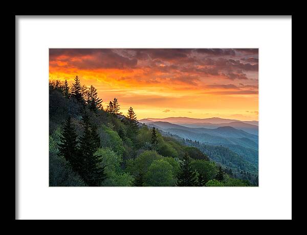 Smoky Mountains Framed Print featuring the photograph Great Smoky Mountains North Carolina Scenic Landscape Cherokee Rising by Dave Allen