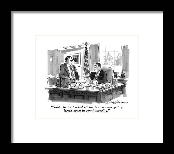 
Writers Framed Print featuring the drawing Great. You've Touched All The Bases by Bernard Schoenbaum