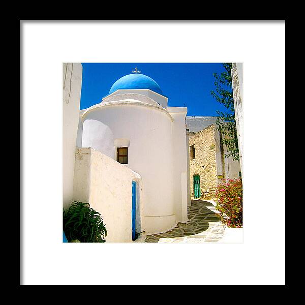 Greece Framed Print featuring the photograph Greek blue by Emma Heidemann