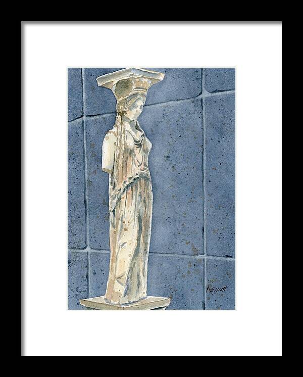 Caryatid Framed Print featuring the painting Greek Caryatid by Marsha Elliott