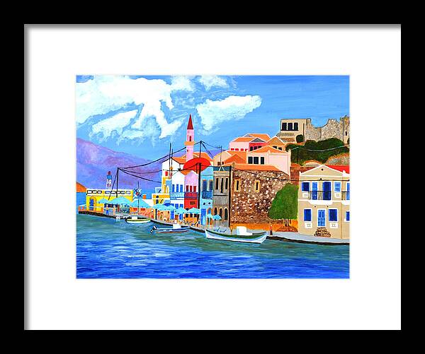 Sea Framed Print featuring the painting Greek coast by Magdalena Frohnsdorff