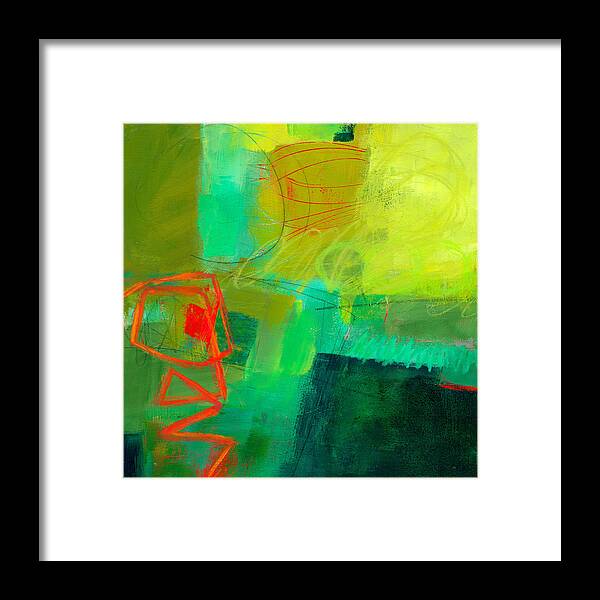 Color Framed Print featuring the painting Green and Red #1 by Jane Davies