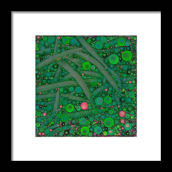 Circles Framed Print featuring the digital art Green Beans by Dorian Hill