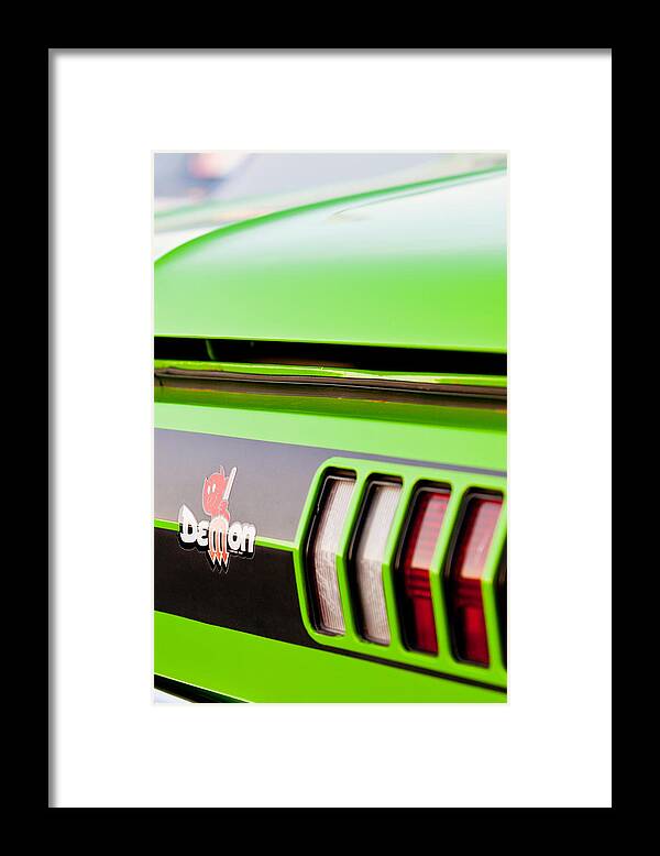 Dodge Framed Print featuring the photograph Green Demon by Melinda Ledsome