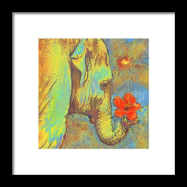 Elephant Framed Print featuring the digital art Green Elephant by Jane Schnetlage