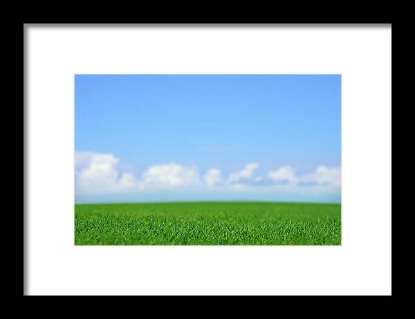 Scenics Framed Print featuring the photograph Green Field And Blue Sky by Johannescompaan