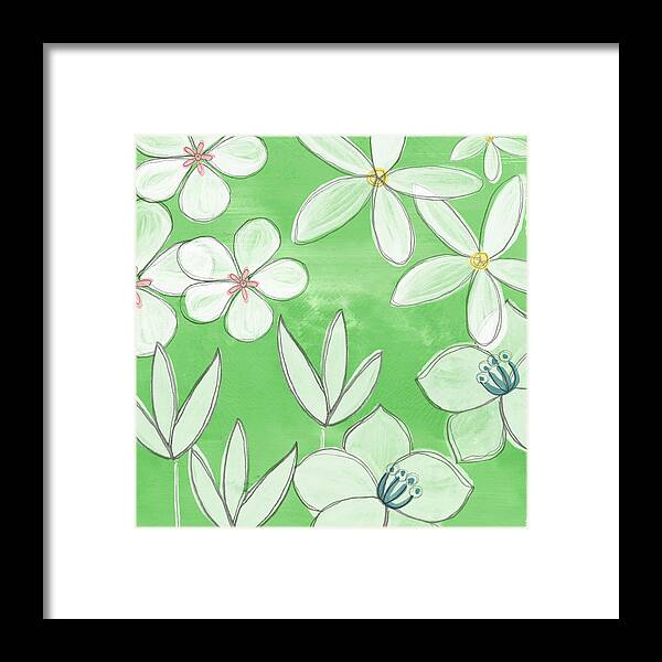 Garden Framed Print featuring the painting Green Garden by Linda Woods