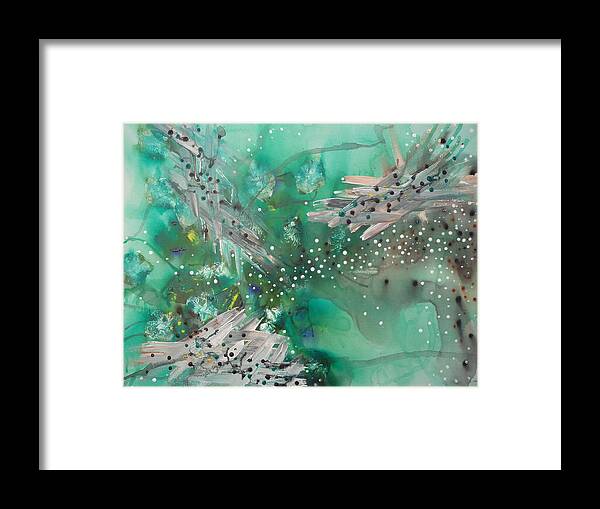 Green Framed Print featuring the painting Green Leaves by Krystyna Spink