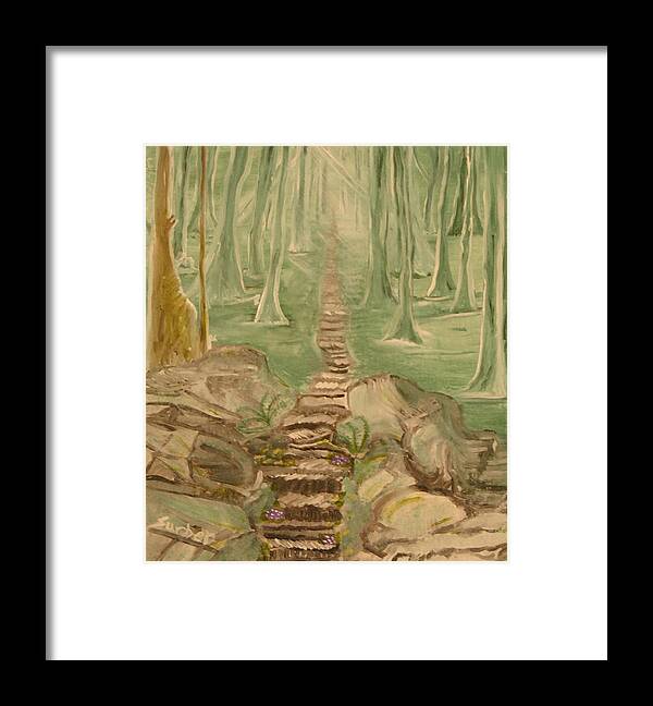 Trees Framed Print featuring the painting Green Mist by Suzanne Surber
