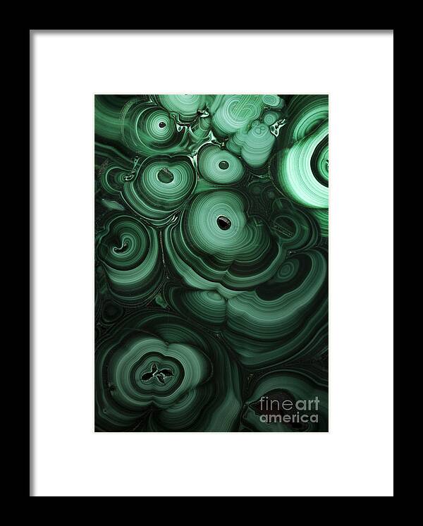 Green Framed Print featuring the photograph Green patterns of malachite by Jaroslaw Blaminsky