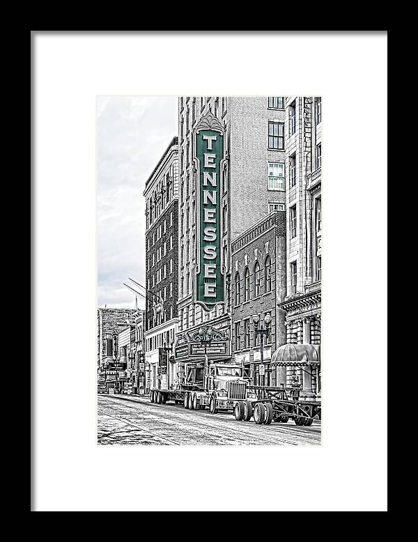 Knoxville Framed Print featuring the photograph Green Tennessee Theatre Marquee by Sharon Popek