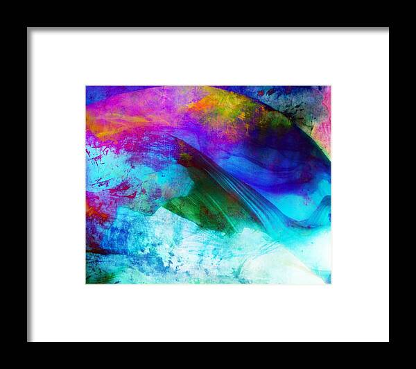 Abstract Framed Print featuring the painting Green Wave - vibrant artwork by Lilia D