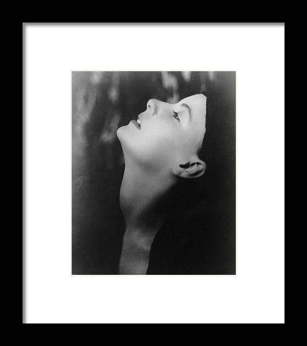 Actress Framed Print featuring the photograph Greta Garbo Looking Up by Arnold Genthe