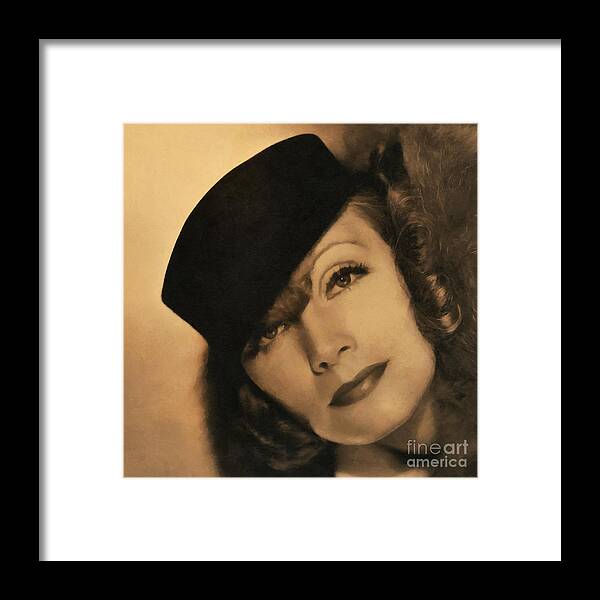 Greta Garbo Framed Print featuring the painting Greta Garbo by Vincent Monozlay