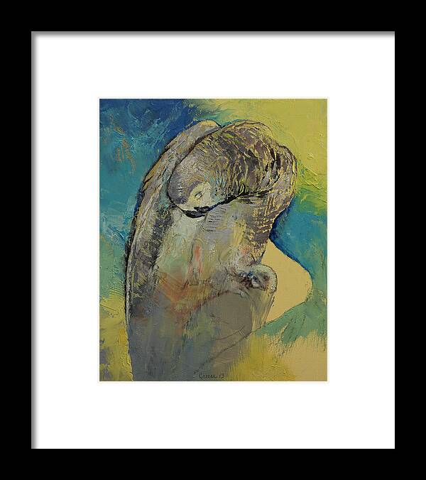 Abstract Framed Print featuring the painting Grey Parrot by Michael Creese