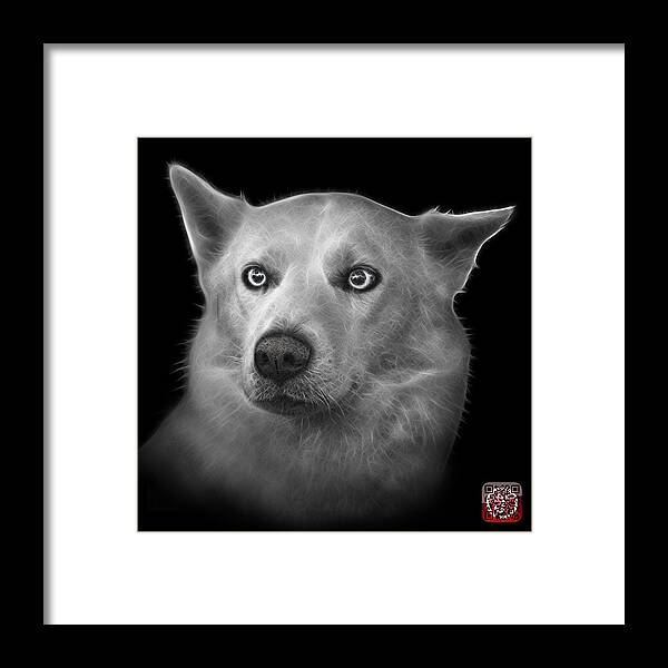 Siberian Husky Framed Print featuring the painting Greyscale Mila - Siberian Husky - 2103 - BB by James Ahn