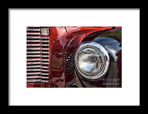 Abstract Framed Print featuring the photograph Grill and Headlamp by Lawrence Burry