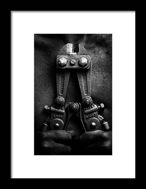People Framed Print featuring the photograph Grip Metal Cutters by All Images Copyright And Created By Maxblack