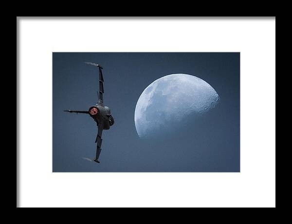 Jetfighter Framed Print featuring the photograph Gripen Moon by Paul Job