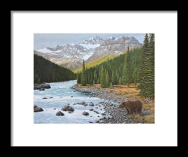 Jake Vandenbrink Framed Print featuring the painting Grizzly Rapids by Jake Vandenbrink