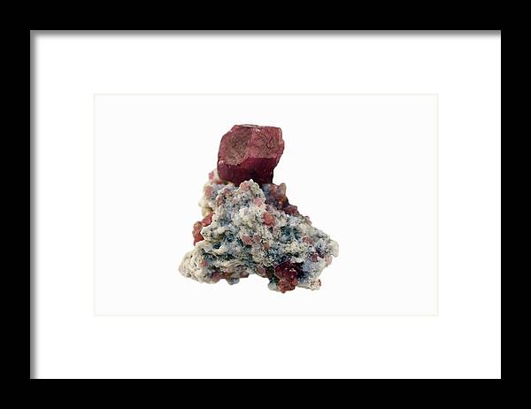 Crystal Framed Print featuring the photograph Grossularite Garnet Crystal by Science Stock Photography