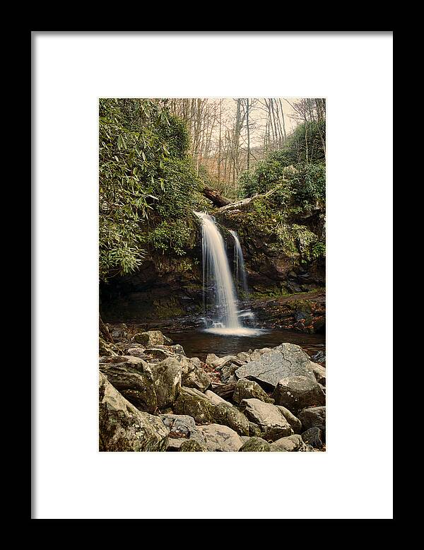 Grotto Falls Framed Print featuring the photograph Grotto Falls by Heather Applegate
