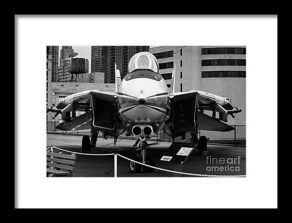 Usa Framed Print featuring the photograph Grumman F14 on the flight deck of the USS Intrepid at the Intrepid Sea Air Space Museum by Joe Fox