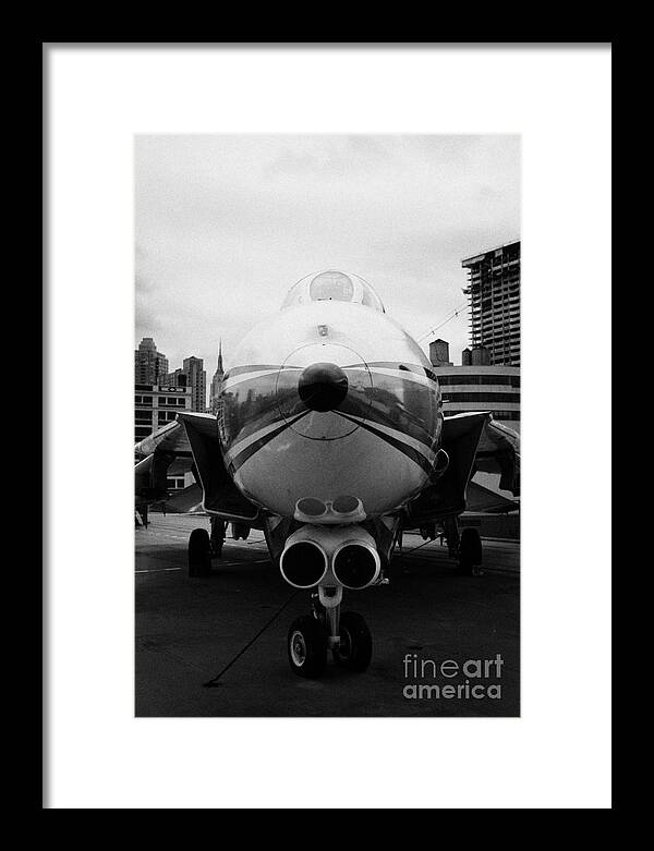 Usa Framed Print featuring the photograph Grumman F14 Tomcat on the flight deck of the USS Intrepid at the Intrepid Sea Air Space Museum usa by Joe Fox