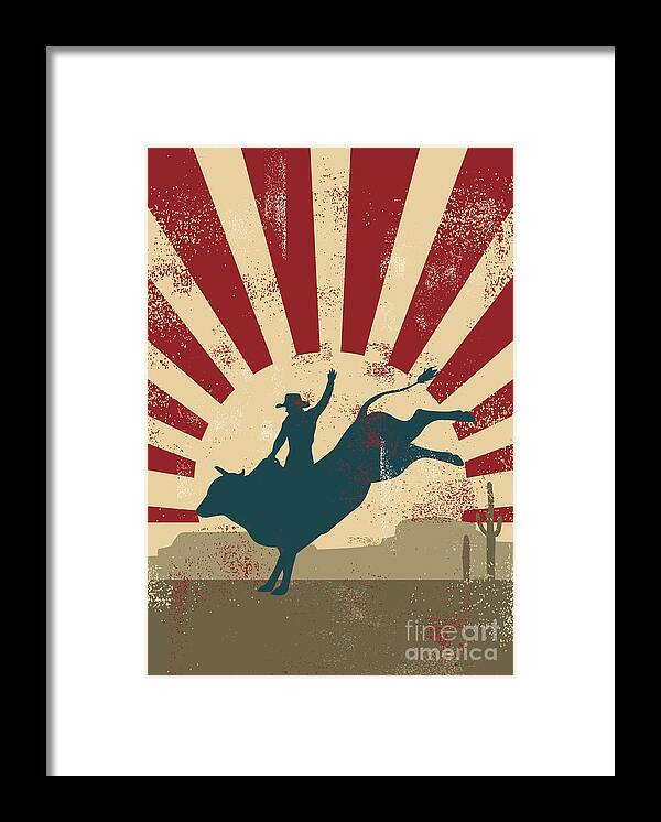 Country Framed Print featuring the digital art Grunge Rodeo Postervector by Seita
