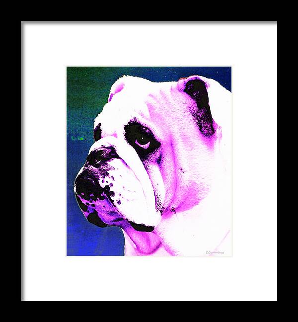 Dog Framed Print featuring the painting Grunt - Bulldog Pop Art By Sharon Cummings by Sharon Cummings