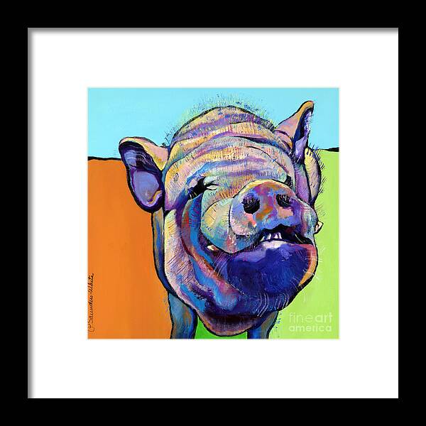 Pat Saunders-white Canvas Prints Framed Print featuring the painting Grunt  by Pat Saunders-White