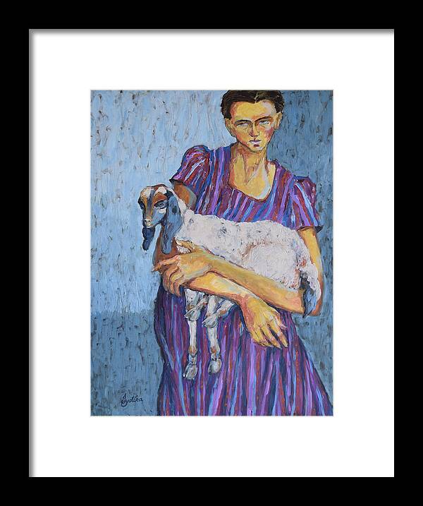 Ethnic Framed Print featuring the painting Guarding Innocence by Jyotika Shroff