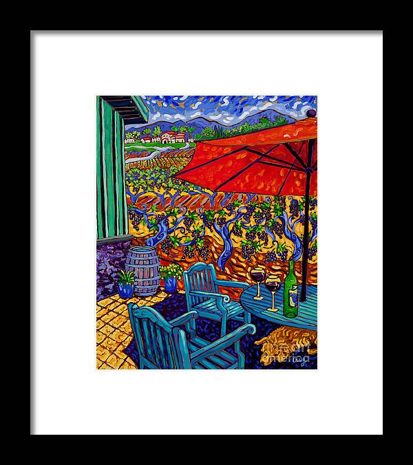 Golden Retriever Framed Print featuring the painting Guarding the Wine by Cathy Carey
