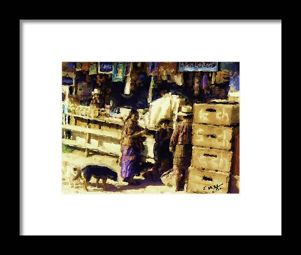  Framed Print featuring the painting Guatemalan Family Shopping by Elizabeth Iglesias