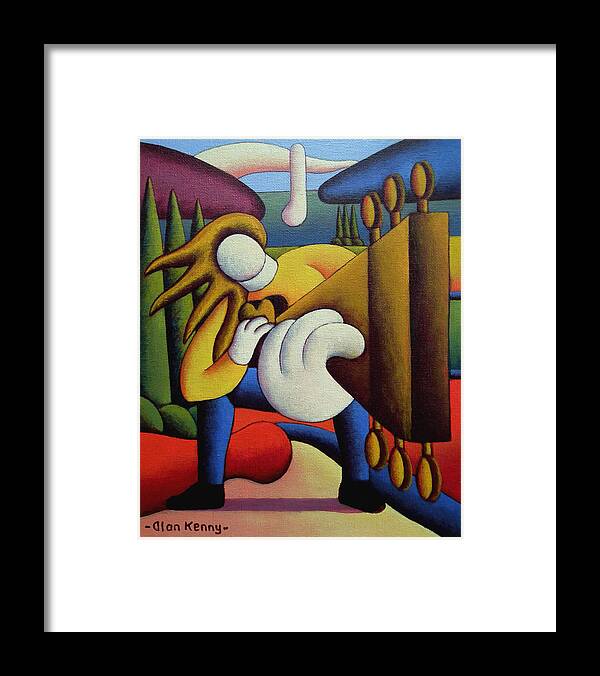 Rock Framed Print featuring the painting Guitar man by Alan Kenny