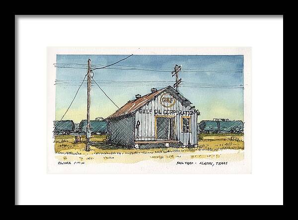 Slaton Framed Print featuring the mixed media Gulf Oil Warehouse by Tim Oliver