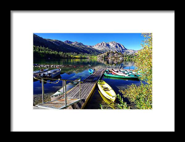 Aspen Trees Framed Print featuring the photograph Gull Lake Marina Fall Morning by Scott McGuire