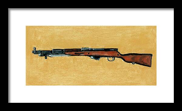 Malakhova Framed Print featuring the painting Gun - Rifle - SKS by Anastasiya Malakhova