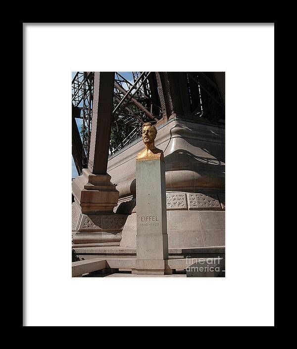 Eiffel Tower Civil Engineer Architect Paris Statue Bust Golden France Designer Monument Wonders Of World Framed Print featuring the photograph Gustave Eiffel by Vilas Malankar