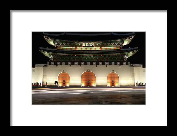 Korea Framed Print featuring the photograph Gwanghwamun Gate Seoul South Korea by Matteusus