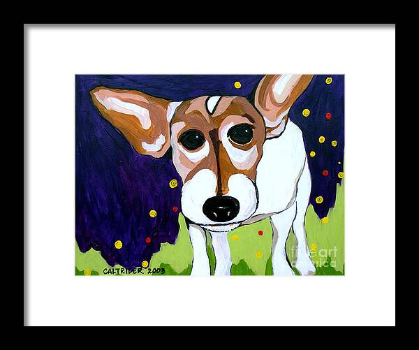 Dog Framed Print featuring the painting Gweneveres Goodbye by Alison Caltrider