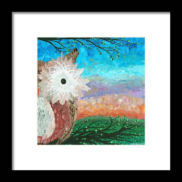 Owls Framed Print featuring the painting Half-a-Hoot 02 by MiMi Stirn