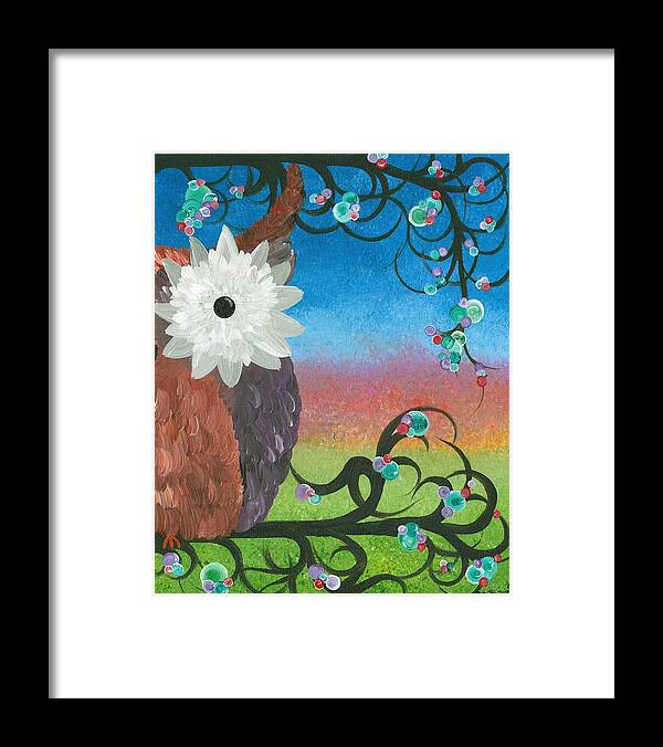 Owls Framed Print featuring the painting Half-a-Hoot 04 by MiMi Stirn