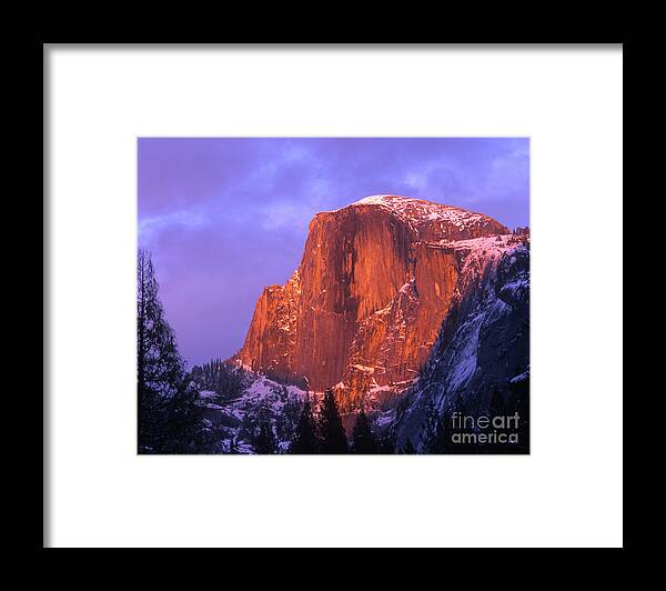 Yosemite Framed Print featuring the photograph Half Dome Alpen Glow by Jim And Emily Bush